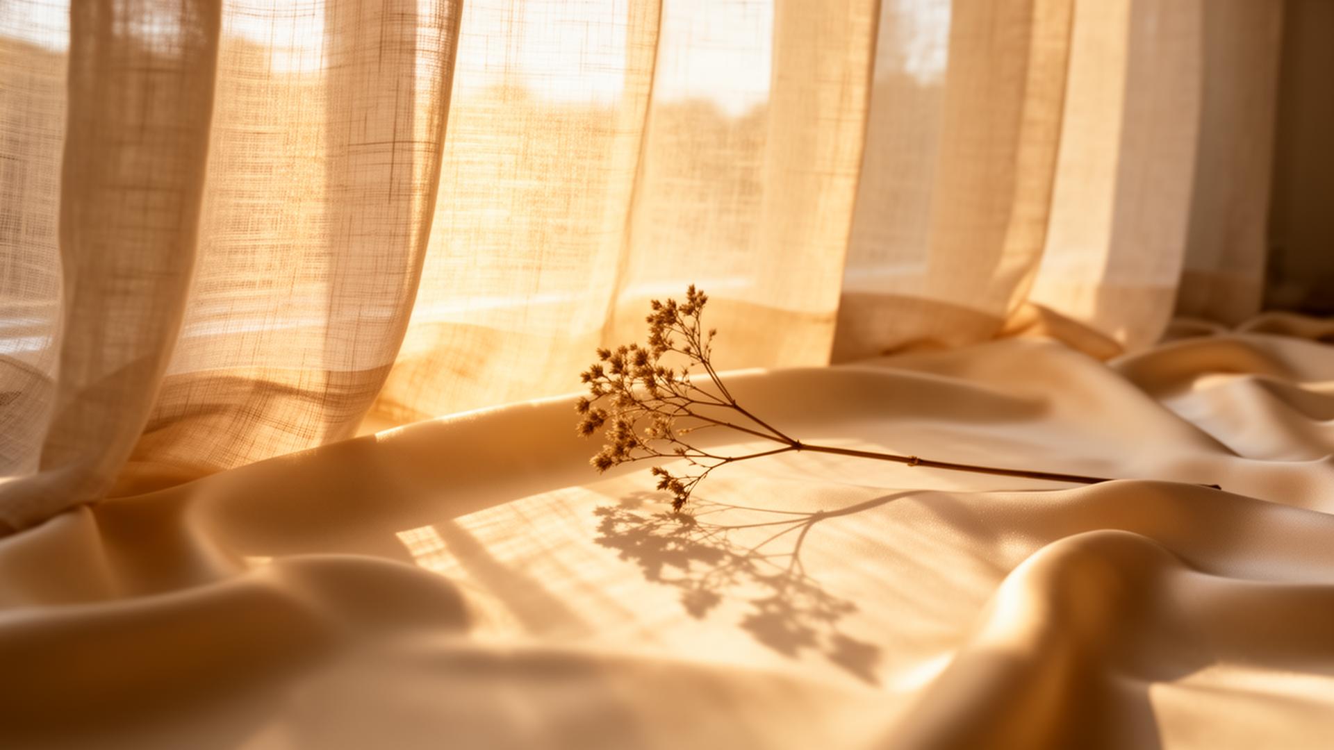 Soft golden light through linen — Batari atmosphere
